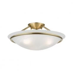 Newburgh 16 in. 3-Light Antique Brass Semi-Flush Mount with White Alabaster Glass by Livex Lighting -Livex Lighting shop antique brass livex lighting flush mount lights 4824 01 1f 1000