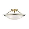 Newburgh 16 in. 3-Light Antique Brass Semi-Flush Mount with White Alabaster Glass by Livex Lighting