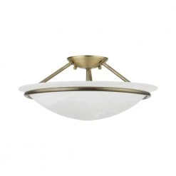 Newburgh 16 in. 3-Light Antique Brass Semi-Flush Mount with White Alabaster Glass by Livex Lighting -Livex Lighting shop antique brass livex lighting flush mount lights 4824 01 c3 1000