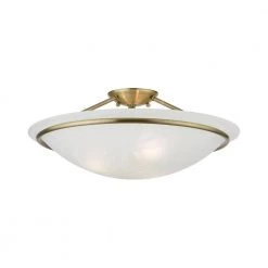 Newburgh 20 in. 3-Light Antique Brass Semi-Flush Mount with White Alabaster Glass by Livex Lighting -Livex Lighting shop antique brass livex lighting flush mount lights 4825 01 1f 1000