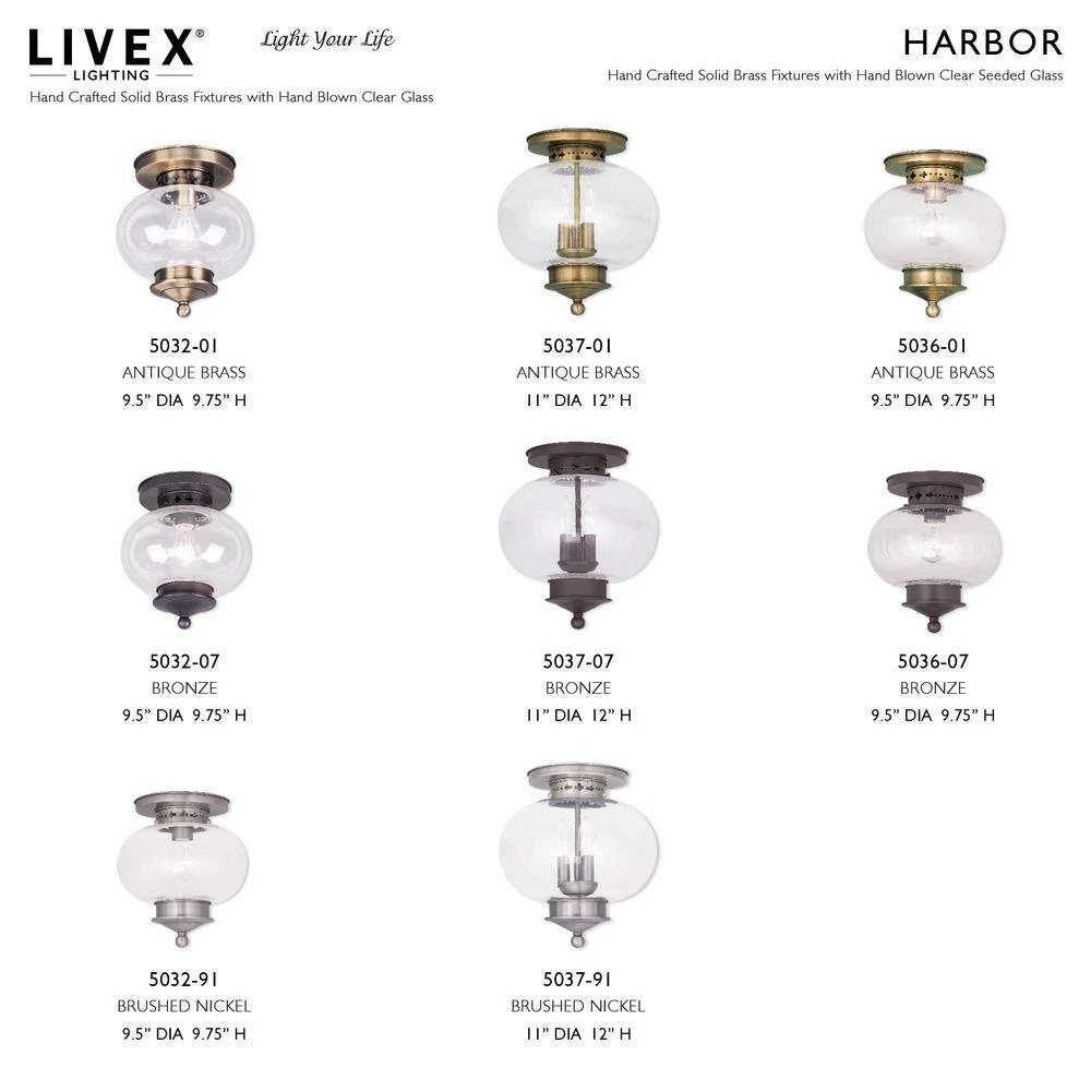 Harbor 3-Light Antique Brass Flush Mount by Livex Lighting 2 Harbor 3-Light Antique Brass Flush Mount by Livex Lighting - Image 2