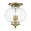 Harbor 3-Light Antique Brass Flush Mount by Livex Lighting