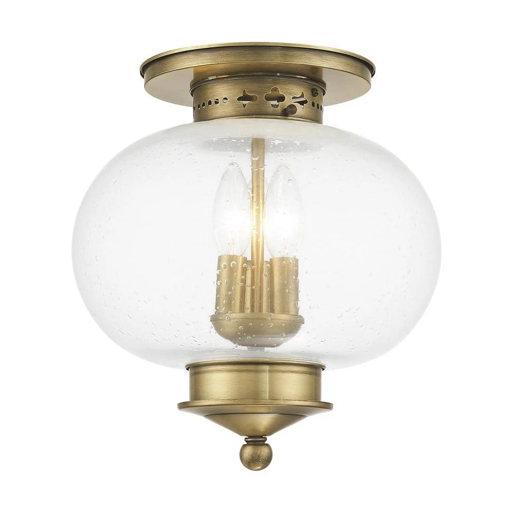 Harbor 3-Light Antique Brass Flush Mount by Livex Lighting 1 Harbor 3-Light Antique Brass Flush Mount by Livex Lighting
