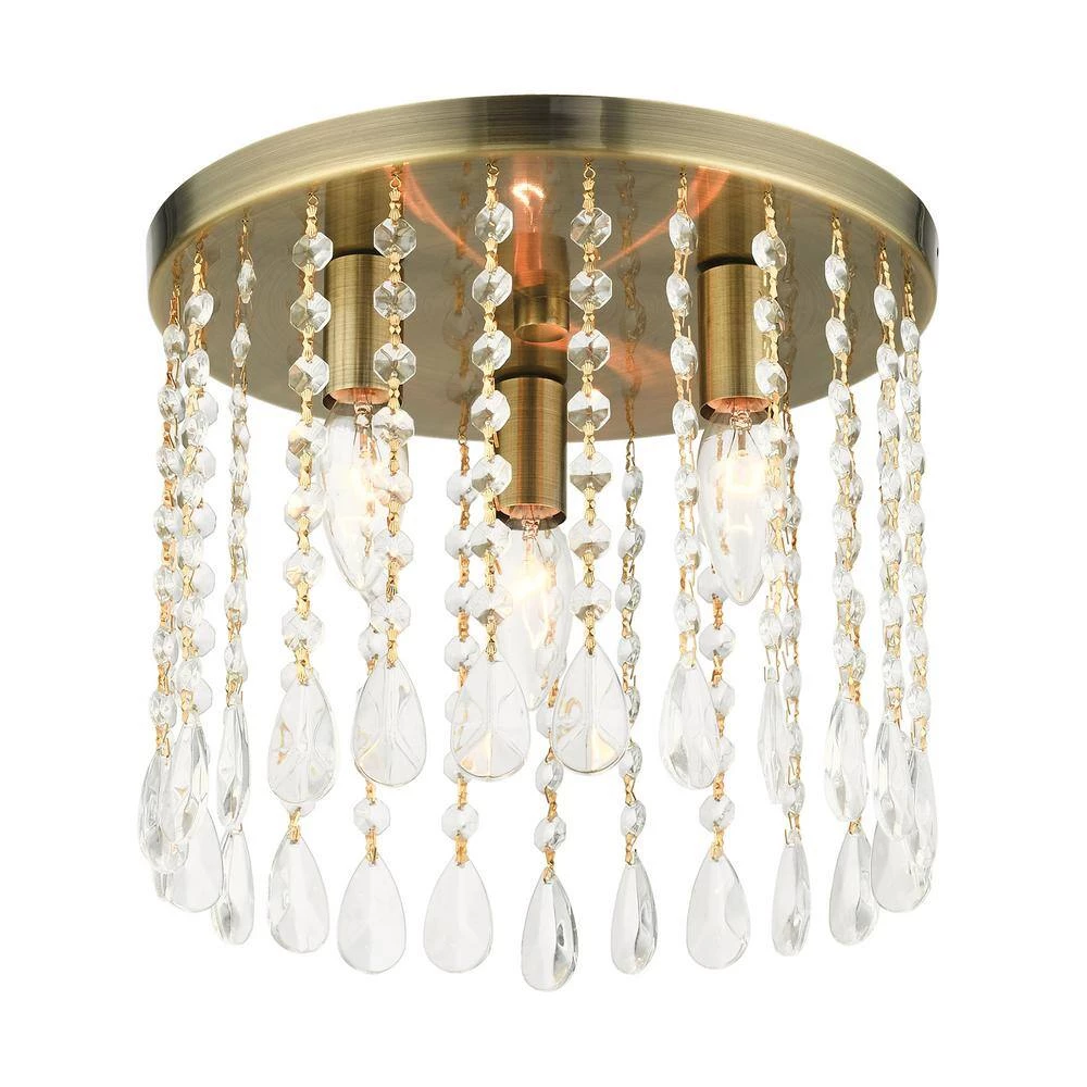 Elizabeth 3 Light Antique Brass Flush Mount by Livex Lighting 9 Elizabeth 3 Light Antique Brass Flush Mount by Livex Lighting - Image 9