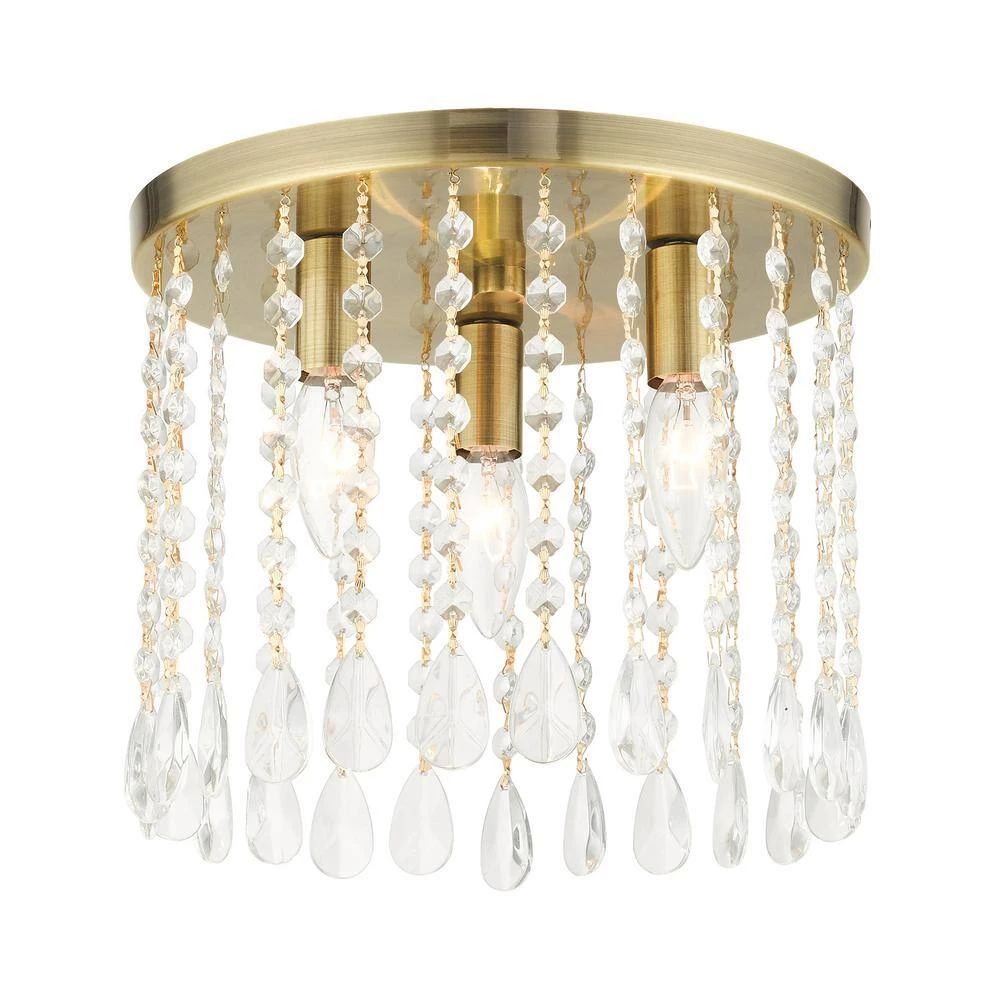 Elizabeth 3 Light Antique Brass Flush Mount by Livex Lighting 1 Elizabeth 3 Light Antique Brass Flush Mount by Livex Lighting