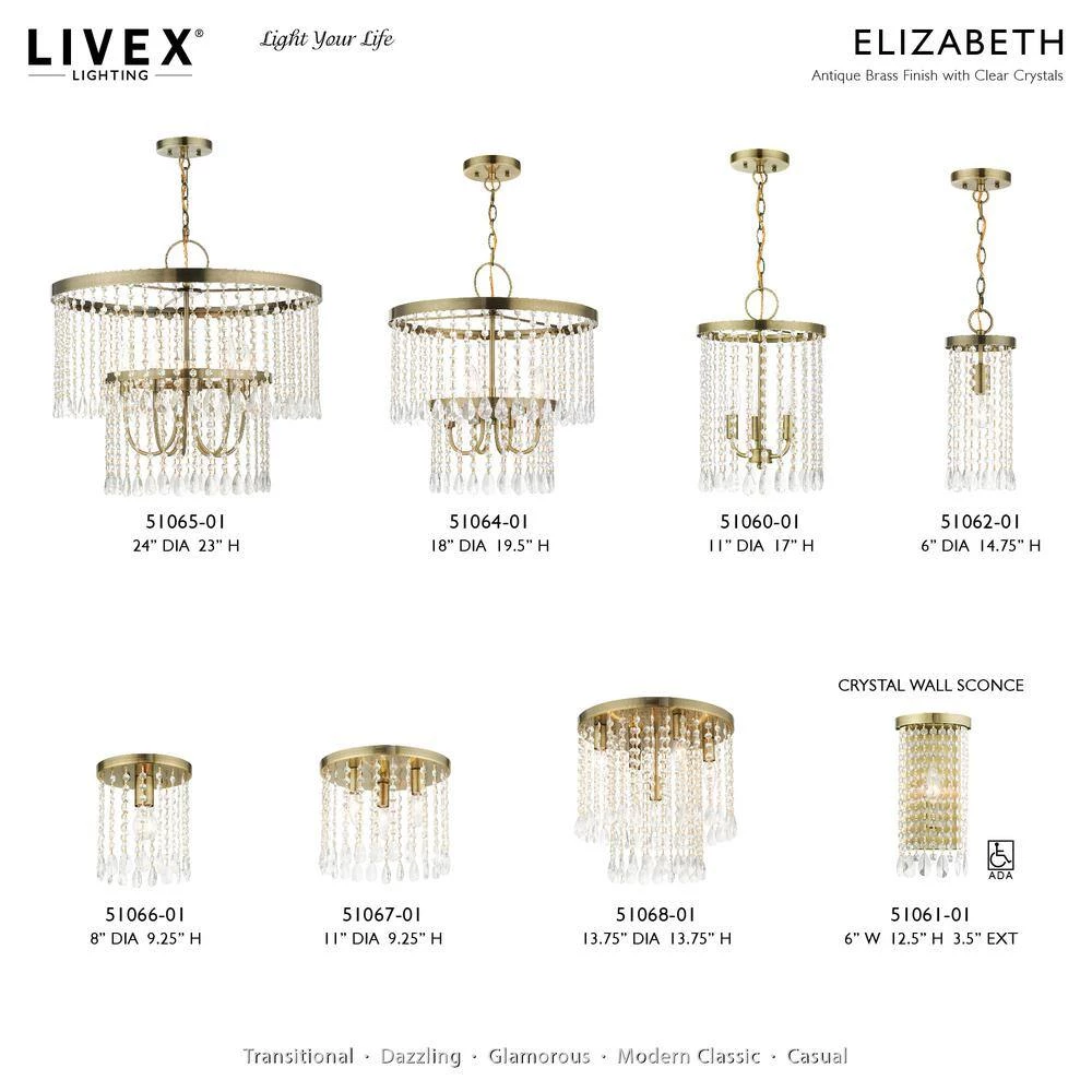 Elizabeth 3 Light Antique Brass Flush Mount by Livex Lighting 12 Elizabeth 3 Light Antique Brass Flush Mount by Livex Lighting - Image 12