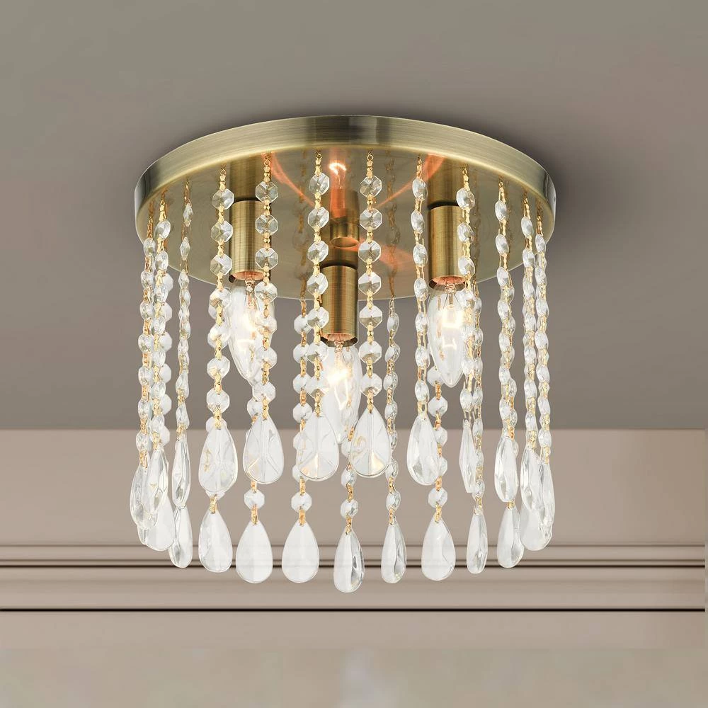 Elizabeth 3 Light Antique Brass Flush Mount by Livex Lighting 2 Elizabeth 3 Light Antique Brass Flush Mount by Livex Lighting - Image 2