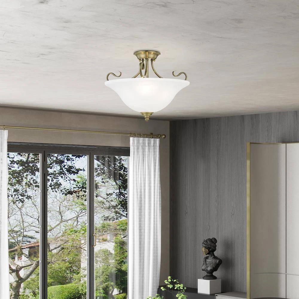 Coronado 3 Light Antique Brass Semi Flush Mount by Livex Lighting 3 Coronado 3 Light Antique Brass Semi Flush Mount by Livex Lighting - Image 3
