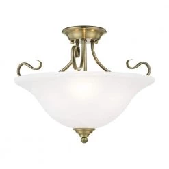 Coronado 3 Light Antique Brass Semi Flush Mount by Livex Lighting