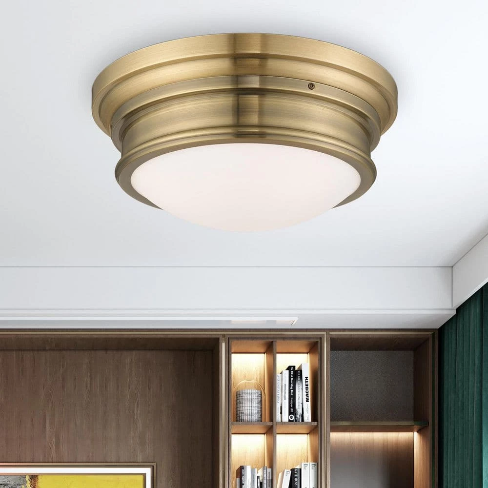 Astor 3 Light Antique Brass Flush Mount by Livex Lighting 2 Astor 3 Light Antique Brass Flush Mount by Livex Lighting - Image 2