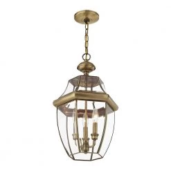 Monterey 3-Light Antique Brass Hardwired Outdoor Pendant Light by Livex Lighting -Livex Lighting shop antique brass livex lighting outdoor chandeliers 2355 01 1f 1000