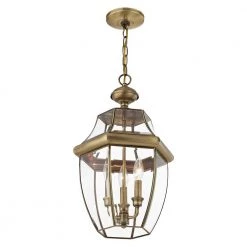 Monterey 3-Light Antique Brass Hardwired Outdoor Pendant Light by Livex Lighting -Livex Lighting shop antique brass livex lighting outdoor chandeliers 2355 01 44 1000