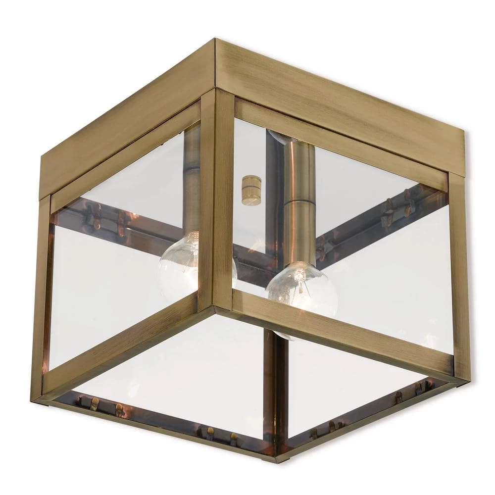 Nyack 2-Light Antique Brass Outdoor Flush Mount by Livex Lighting 1 Nyack 2-Light Antique Brass Outdoor Flush Mount by Livex Lighting