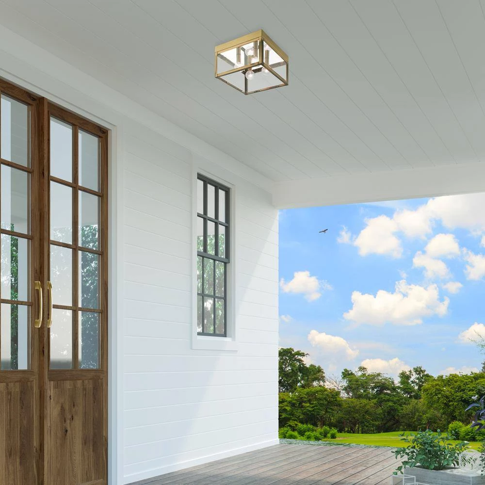 Nyack 4-Light Antique Brass Outdoor Flush Mount by Livex Lighting 2 Nyack 4-Light Antique Brass Outdoor Flush Mount by Livex Lighting - Image 2