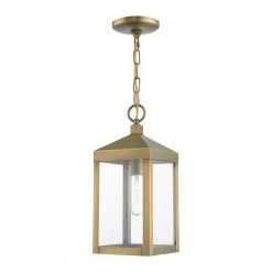 Nyack 1 Light Antique Brass Outdoor Pendant Lantern by Livex Lighting -Livex Lighting shop antique brass livex lighting outdoor pendant lights 20591 01 c3 1000