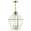 Westover 3 Light Antique Brass Outdoor Pendant Lantern by Livex Lighting