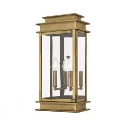 Princeton 2-Light Antique Brass Outdoor Wall Lantern Sconce by Livex Lighting