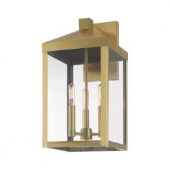 Nyack 3-Light Antique Brass Hardwired Outdoor Wall Lantern Sconce by Livex Lighting -Livex Lighting shop antique brass livex lighting outdoor sconces 20584 01 1f 1000