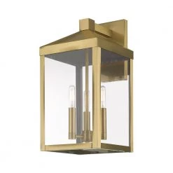 Nyack 3-Light Antique Brass Hardwired Outdoor Wall Lantern Sconce by Livex Lighting -Livex Lighting shop antique brass livex lighting outdoor sconces 20584 01 44 1000