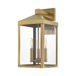 Nyack 3-Light Antique Brass Hardwired Outdoor Wall Lantern Sconce by Livex Lighting