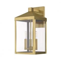 Nyack 3-Light Antique Brass Hardwired Outdoor Wall Lantern Sconce by Livex Lighting -Livex Lighting shop antique brass livex lighting outdoor sconces 20584 01 c3 1000