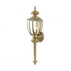 Outdoor Basics 1 Light Antique Brass Outdoor Wall Sconce by Livex Lighting -Livex Lighting shop antique brass livex lighting outdoor sconces 2112 01 1f 1000