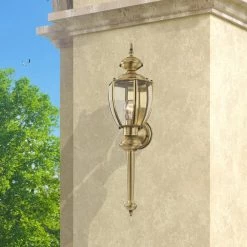 Outdoor Basics 1 Light Antique Brass Outdoor Wall Sconce by Livex Lighting -Livex Lighting shop antique brass livex lighting outdoor sconces 2112 01 66 1000