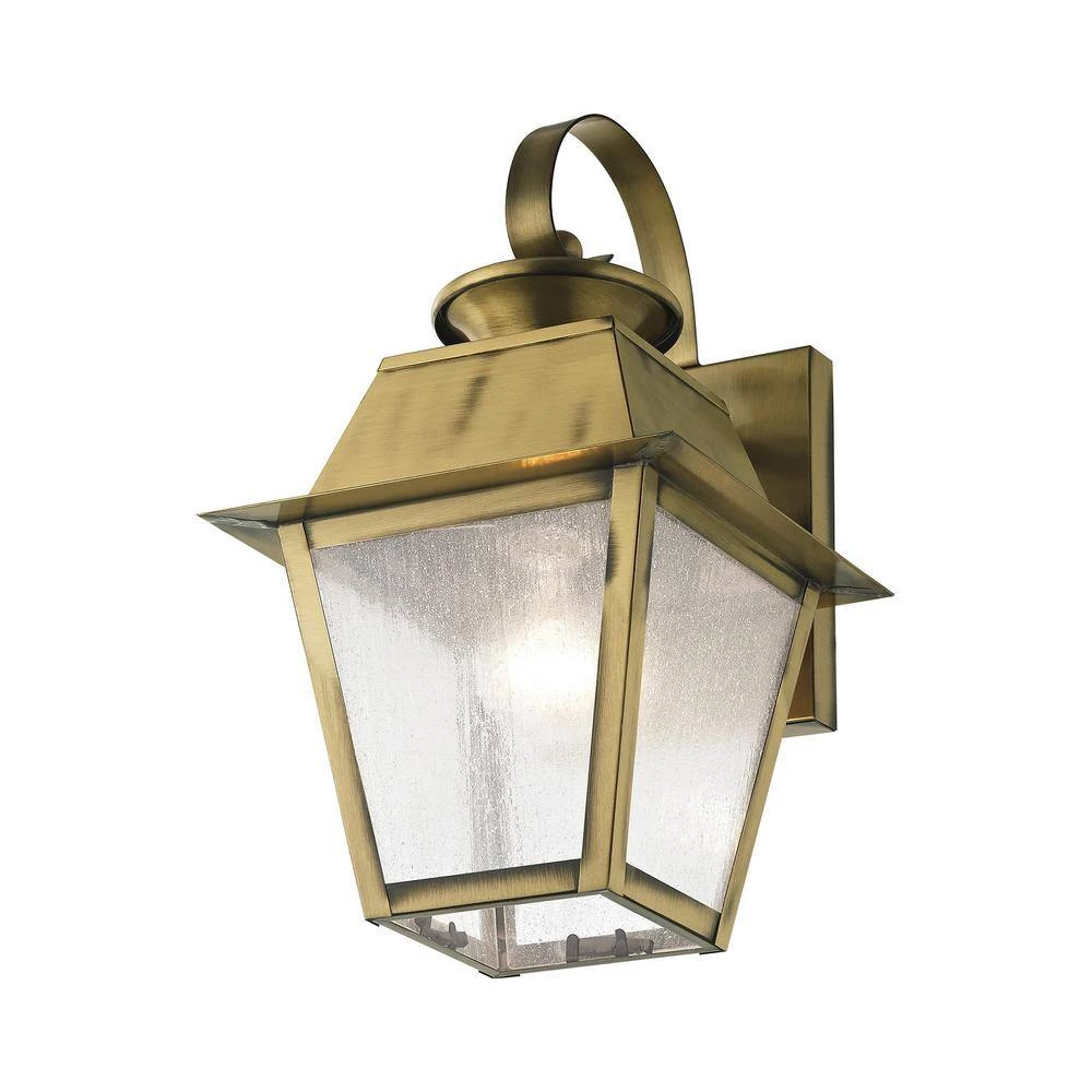 Mansfield 1 Light Antique Brass Outdoor Wall Sconce by Livex Lighting 8 Mansfield 1 Light Antique Brass Outdoor Wall Sconce by Livex Lighting - Image 8