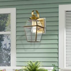 Westover 1 Light Antique Brass Outdoor Wall Sconce by Livex Lighting -Livex Lighting shop antique brass livex lighting outdoor sconces 2181 01 66 1000