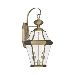 Georgetown 2 Light Antique Brass Outdoor Wall Sconce by Livex Lighting