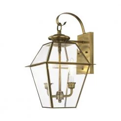 Westover 2 Light Antique Brass Outdoor Wall Sconce by Livex Lighting -Livex Lighting shop antique brass livex lighting outdoor sconces 2281 01 4f 1000