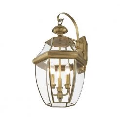 Monterey 3-Light Antique Brass Hardwired Outdoor Wall Lantern Sconce by Livex Lighting 14 Monterey 3-Light Antique Brass Hardwired Outdoor Wall Lantern Sconce by Livex Lighting -Livex Lighting shop antique brass livex lighting outdoor sconces 2351 01 1f 1000