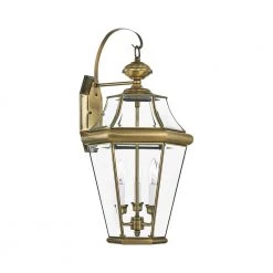 Georgetown 3 Light Antique Brass Outdoor Wall Sconce by Livex Lighting