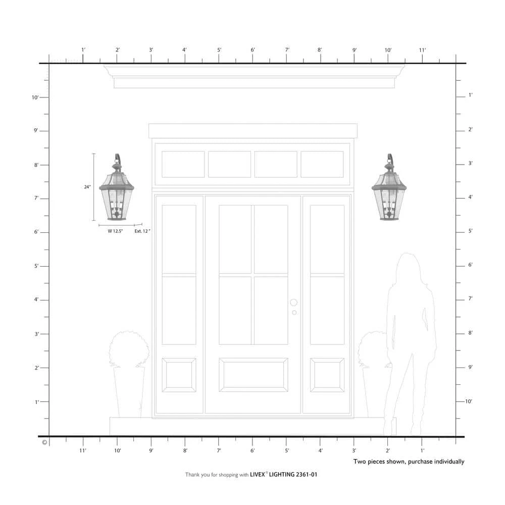 Georgetown 3 Light Antique Brass Outdoor Wall Sconce by Livex Lighting 4 Georgetown 3 Light Antique Brass Outdoor Wall Sconce by Livex Lighting - Image 4