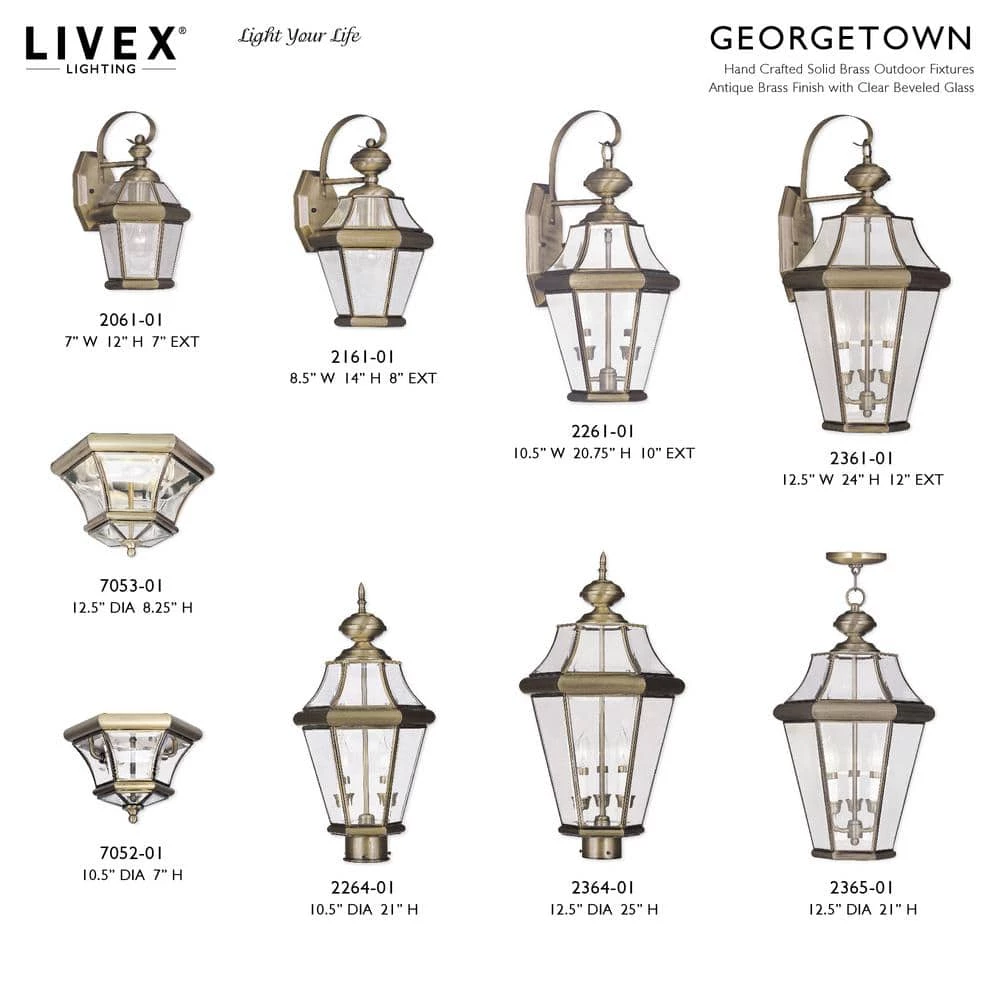 Georgetown 3 Light Antique Brass Outdoor Wall Sconce by Livex Lighting 11 Georgetown 3 Light Antique Brass Outdoor Wall Sconce by Livex Lighting - Image 11