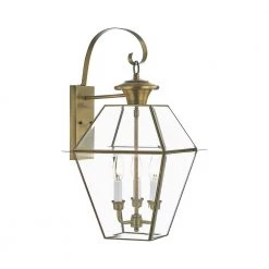 Westover 3 Light Antique Brass Outdoor Wall Sconce by Livex Lighting -Livex Lighting shop antique brass livex lighting outdoor sconces 2381 01 4f 1000