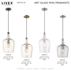 Art Glass Mini Pendants 1 Light Antique Brass Mini Pendant by Livex Lighting -Livex Lighting shop antique brass livex lighting pendant lights 41223 01 31 1000