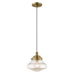 Art Glass Mini Pendants 1 Light Antique Brass Mini Pendant by Livex Lighting