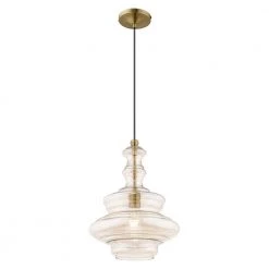 Art Glass Mini Pendants 1 Light Antique Brass Mini Pendant by Livex Lighting -Livex Lighting shop antique brass livex lighting pendant lights 41224 01 1f 1000