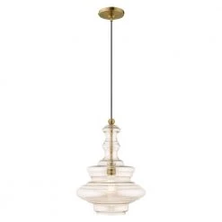 Art Glass Mini Pendants 1 Light Antique Brass Mini Pendant by Livex Lighting