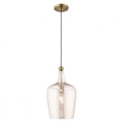 Art Glass Mini Pendants 1 Light Antique Brass Mini Pendant by Livex Lighting