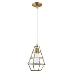 Geometric Shade Mini Pendants 1 Light Antique Brass Mini Pendant by Livex Lighting -Livex Lighting shop antique brass livex lighting pendant lights 41322 01 c3 1000