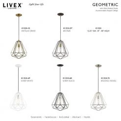 Geometric Shade Mini Pendants 1 Light Antique Brass Mini Pendant by Livex Lighting -Livex Lighting shop antique brass livex lighting pendant lights 41324 01 d4 1000