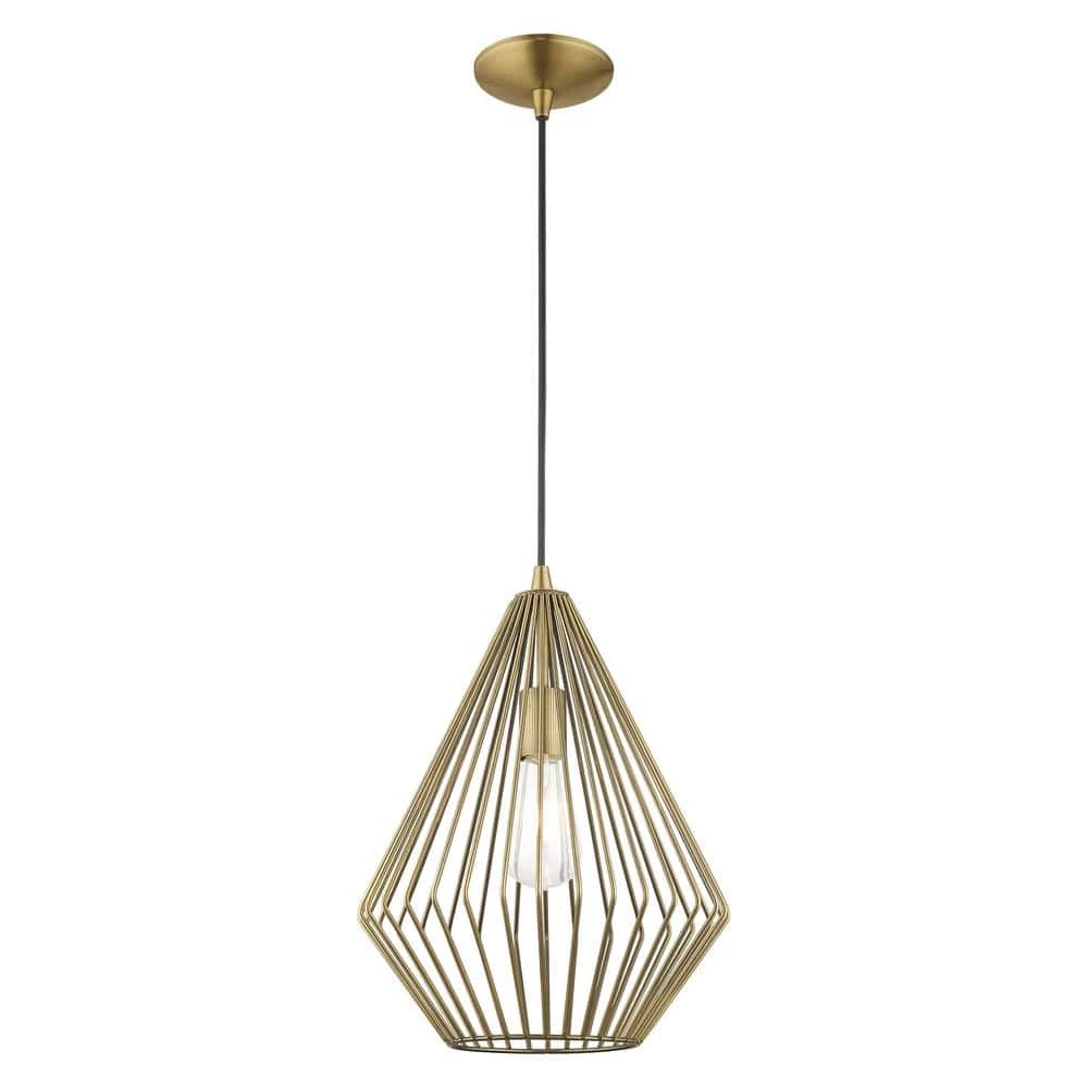 Geometric Shade Mini Pendants 1 Light Antique Brass Mini Pendant by Livex Lighting 1 Geometric Shade Mini Pendants 1 Light Antique Brass Mini Pendant by Livex Lighting