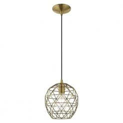 Geometric Shade Mini Pendants 1 Light Antique Brass Mini Pendant by Livex Lighting -Livex Lighting shop antique brass livex lighting pendant lights 41326 01 76 1000