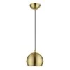 Stockton 1-Light Antique Brass Island Globe Mini Pendant by Livex Lighting
