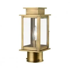 Princeton 1-Light Antique Brass Metal Hardwired Outdoor Rust Resistant Post Light with No Bulbs Included by Livex Lighting -Livex Lighting shop antique brass livex lighting post lanterns 20201 01 1f 1000