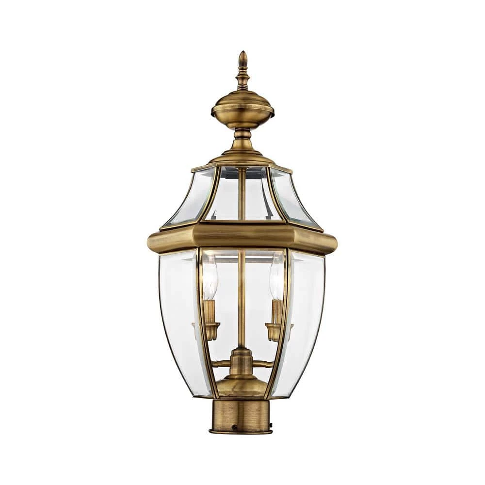 Monterey 2 Light Antique Brass Outdoor Post Top Lantern by Livex Lighting 1 Monterey 2 Light Antique Brass Outdoor Post Top Lantern by Livex Lighting
