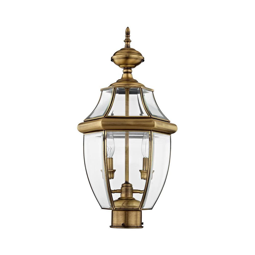 Monterey 2 Light Antique Brass Outdoor Post Top Lantern by Livex Lighting 4 Monterey 2 Light Antique Brass Outdoor Post Top Lantern by Livex Lighting - Image 4