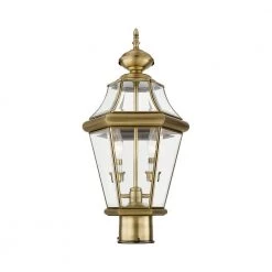 Georgetown 2 Light Antique Brass Outdoor Post Top Lantern by Livex Lighting -Livex Lighting shop antique brass livex lighting post lanterns 2264 01 4f 1000